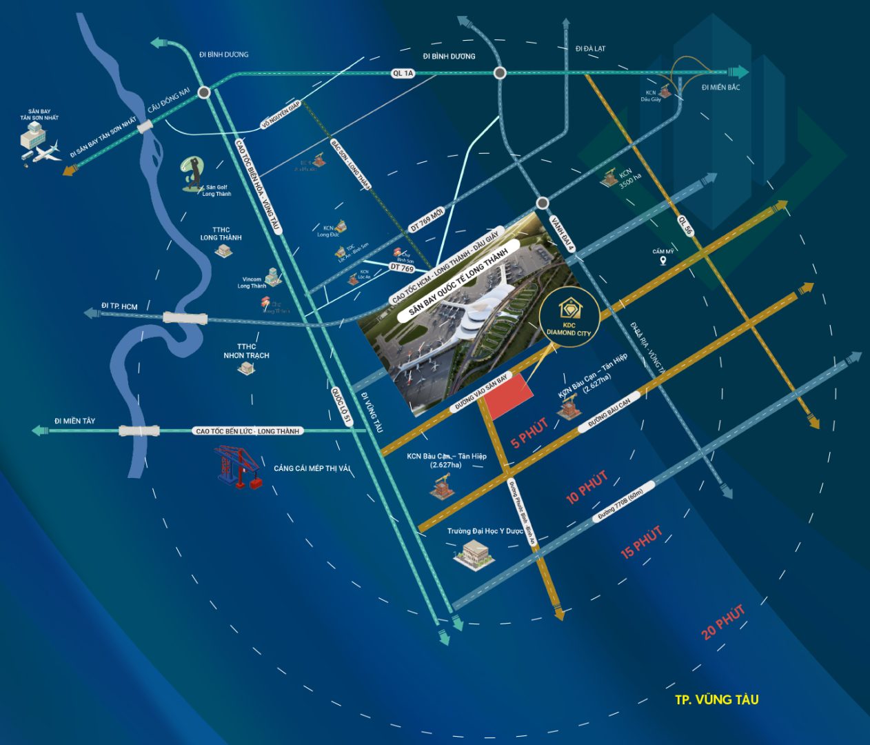 Sơ đồ vị trí đất nền Long Thành Diamond City BàuCạn - Đồng Nai